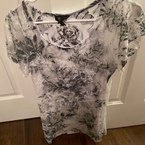 Worn once Brittany black black and white lace long dress top size small lose fit